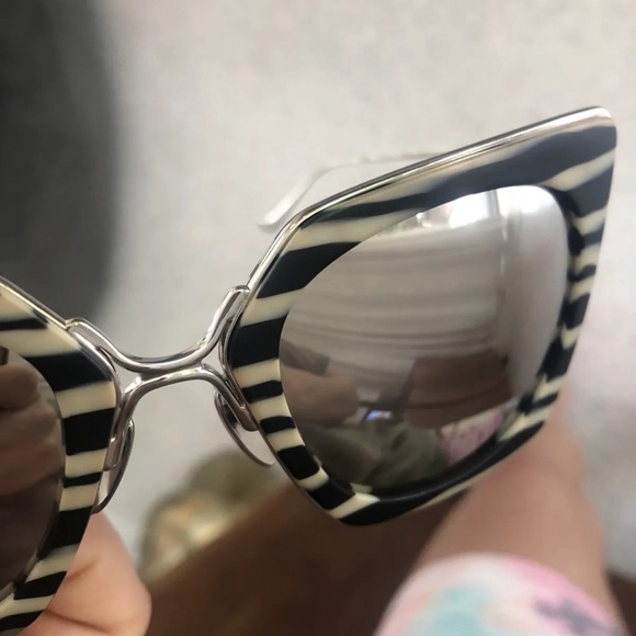 CHROME HEARTS Laurita Lynn sunglasses zebra stripe mirrow lens MBS/SS Silver. - Picture 8 of 10
